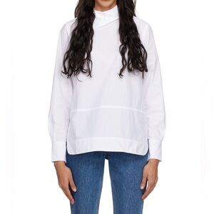 NWOT Ganni White Asymmetric Collar Shirt